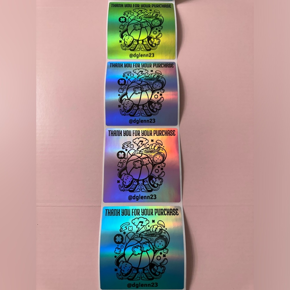 50 ct. Custom 3”x3” Multi-Color Rainbow Holographic Square Sticker Labels - Picture 3 of 10